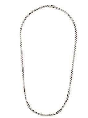 DAVID YURMAN DIAMOND STERLING SILVER 925 STATION BOX CHAIN NECKLACE